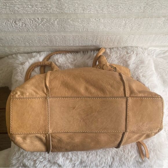 LUCKY BRAND Tan Y2K Chrome Cross Leather Hobo Bag with Embroidered Details - Picture 11 of 12